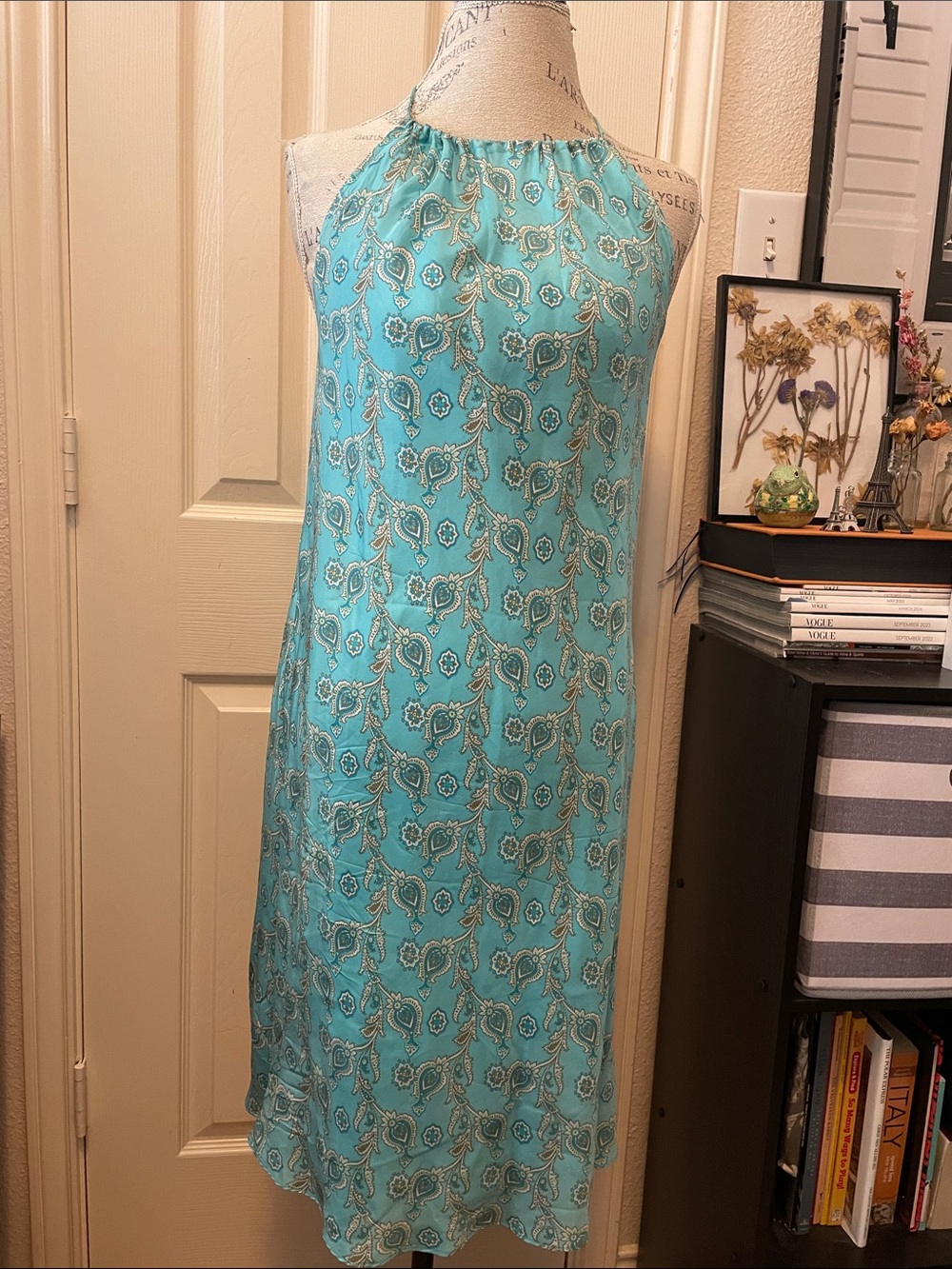 Turquoise Paisley Halter Dress
